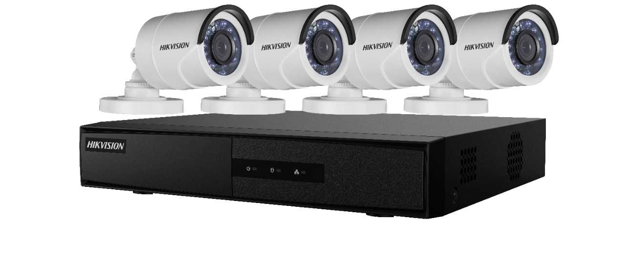 Comprá Kit CCTV de Vigilancia DVR Hikvision DS-J1421/7104HGHI 4 CH + 4  Cámaras - Blanco - Envios a todo el Paraguay