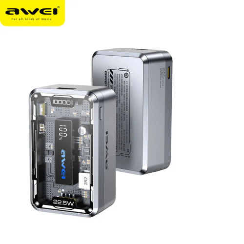 Awei P111K 10000mAh For iOS&Android PD22.5W  Fast Charge Bank With RGB Light PowerBank