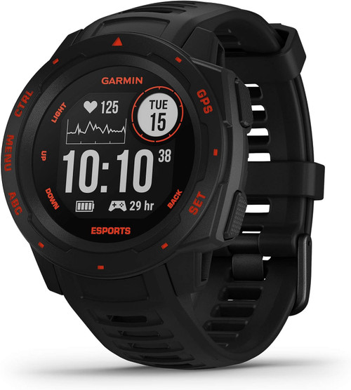 Garmin Instinct Esports Edition, GPS Gaming Smartwatch with Esports Activity Profile, Broadcast Your Stress Level and Heart Rate to Game Streams via Str3AMUP