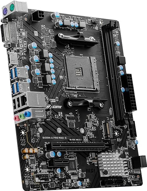 MSI B450M-A PRO MAX II ProSeries Motherboard (mATX, Supports AMD 5000/4000/3000/2000/1000 Series AM4 Processors, M.2, SATA 6G, USB 3.2 Gen 1, DDR4, HDMI/DVI, 2.5Gbps LAN