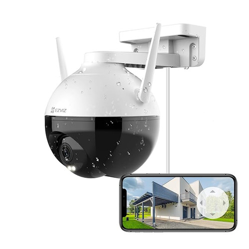 EZVIZ  1080p Full HD WiFi Security Camera Outdoor Pan/Tilt/Zoom, 360° Visual Coverage, Color Night Vision, IP65 Waterproof, Motion Detection, Support Up To 256Gb SD Card-CS-C8C