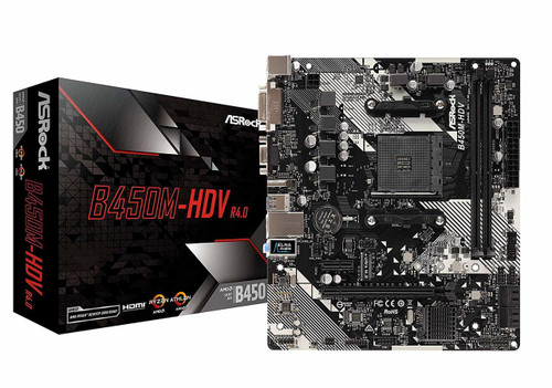 ASRock B450M-HDV R4.0 Socket AM4/ AMD Promontory B450/ DDR4/ SATA3&USB3.1/ M.2/ A&GbE/MicroATX Motherboard