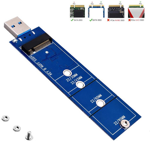 JESOT M.2 to USB Adapter, B Key M.2 SSD to USB 3.0 Reader Card, NGFF SATA Converter Support SATA Based SDD 2230 2242 2260 2280