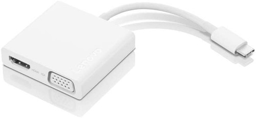 Lenovo USB-C 3-in-1 Travel Hub, 4K HDMI, VGA, USB 3.0, Plug and Play, Only 0.08 lbs, GX90T33021, White