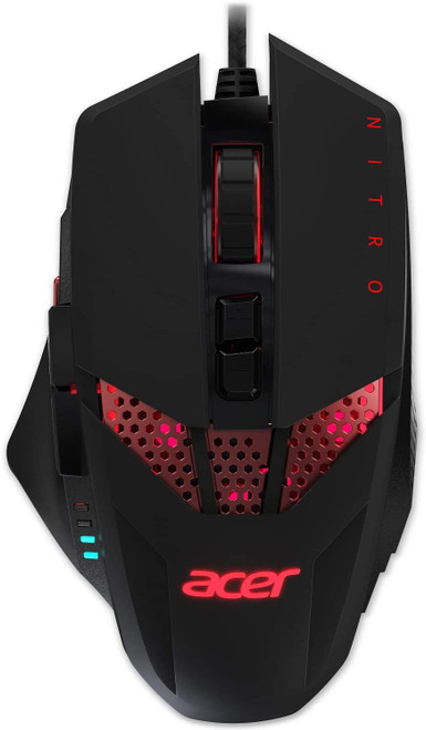 Acer Nitro Gaming Mouse - Customizable Weight to Maximize Your Gameplay, 8 Buttons and 6 Adjustable DPI Lighting, Black (NMW810)