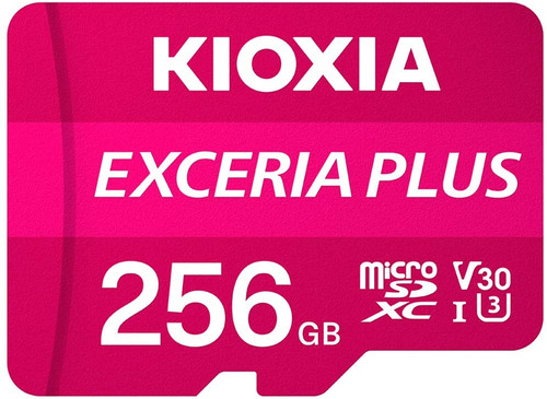 Kioxia 256GB microSD Exceria Plus Flash Memory Card w/SD Adapter SDXC UHS-I U3 4K Class10 V30 A1 R100MB/s W65MB/s LMPL1M256GG2