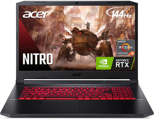 Acer Nitro 5 AN517-41-R7FP Gaming Laptop, AMD Ryzen 5 5600H Hexa-Core Processor | NVIDIA GeForce RTX 3060 Laptop GPU | 17.3" FHD 144Hz IPS Display | 16GB DDR4 | 512GB NVMe SSD | WiFi 6 | BL Keyboard