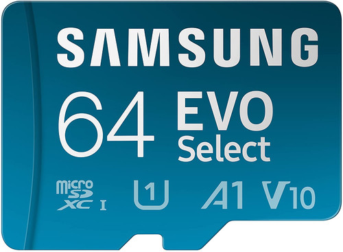 SAMSUNG EVO Select + Adapter 64GB microSDXC 130MB/s Full HD & 4K UHD, UHS-I, U1, A1, V10 (1 YEAR WARRANTY)