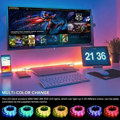 FULL 5 METERS RGB COLOR LIGHT 2835 (KIT WITH POWER SUPPLY), remote control