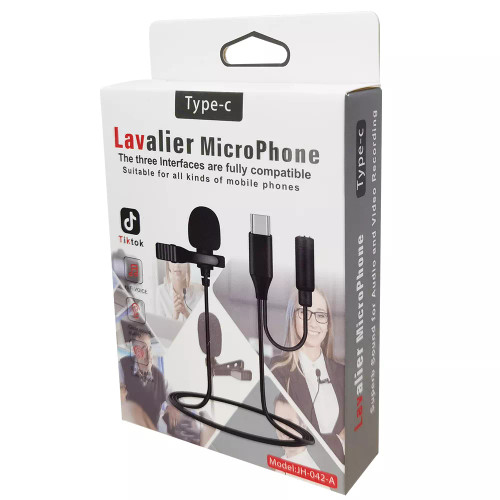 JH-042 1.5M USB Type C LAVALIER Microphone Mobile Phone  Recording Monitor Microphone Type-C Mic Only for Android Phone