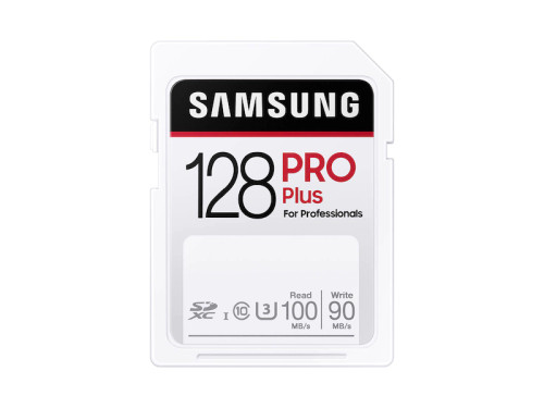 SAMSUNG PRO Plus SDXC 128GB Full Size SD Memory Card w/Adapter, Supports 4K UHD Video, Storage Expansion for Digital Media Professionals, Photographers