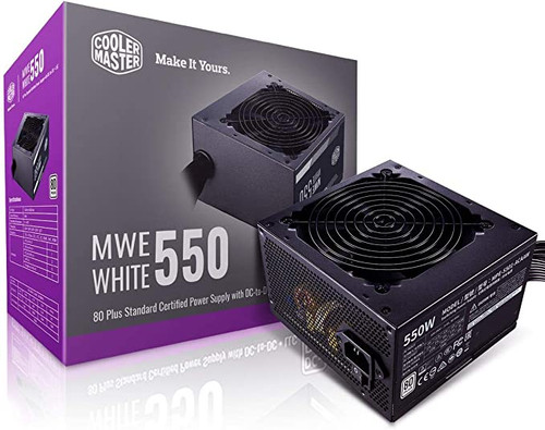 Cooler Master MWE White 550 80+ White 550W PSU with HDB Silent 120mm Fan, Single +12V Rail, Flat Black Cables