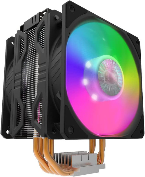 Cooler Master Hyper 212 LED Turbo ARGB CPU Air Cooler - Jet Black Aluminium Finish, 4 Continuous Direct Contact Heat Pipes with Fins, Dual SickleFlow 120 ARGB Fans, ARGB LED Controller - ARGB Brand: Cooler Master