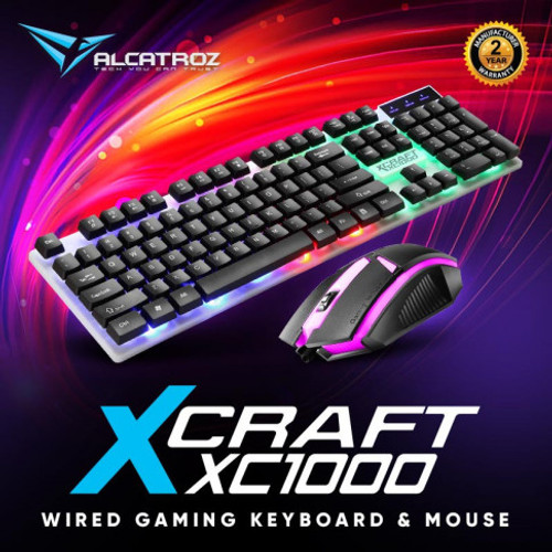 Alcatroz X-Craft XC1000 Gaming Keyboard & Mouse Combo · Spill Proof Gaming Keyboard · 104 Soft and Silent Keypads with backlight pulsating effects keyboard
