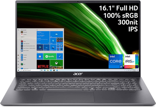 Acer Swift 3 SF316-51-740H Thin & Light Laptop 16.1" Full HD IPS 100% sRGB Intel Core i7-11370H Intel Iris Xe Graphics 16GB LPDDR4X 512GB SSD Wi-Fi 6 Fingerprint Reader Back-lit KB
