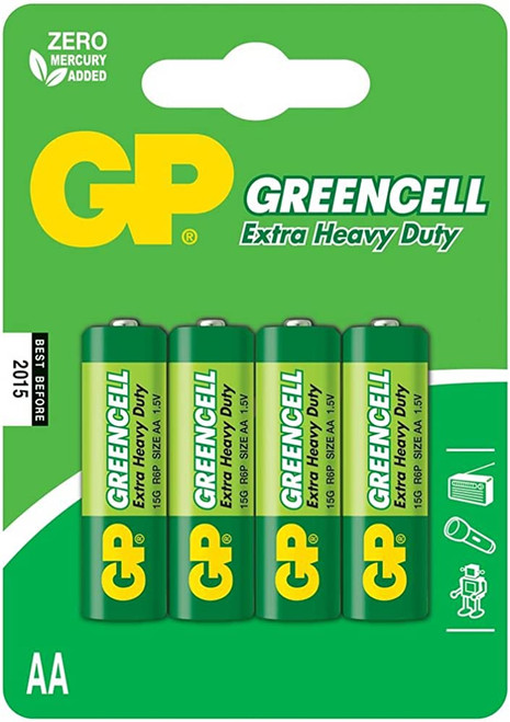 GP 2A Pack of 4 Green Cell Battery