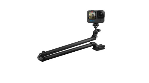 GOPRO BOOM + BAR MOUNT Includes 2 carbon fiber arms, Ball-Joint Camera Mount, Curved + Flat Adhesive Mounts, mounting buckle, triangulation support slider, 4mm hex key, 2 extra hex screws and hex key storage clip-AEXTM-011
