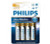 Philips Ultra Alkaline 4 x AA Alkaline Batteries-(LR6E4B/10)