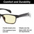 GAMMA RAY 003 UV Glare Protection Amber Tinted Computer Readers Glasses Anti Harmful Blue Rays in Shatterproof Memory Flex Frame +0.00 Magnification
