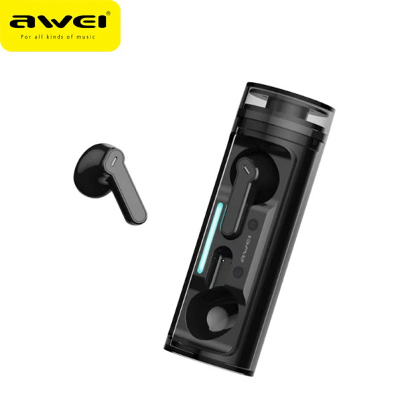 Awei T77 ENC Wireless Bluetooth T775.3 Earphone Noise Cancelling Bluetooth Headphones with 4 Microphones Rotating Charging Case
