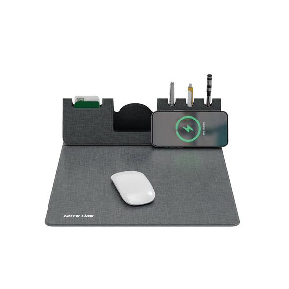 GNMSPADWIRGY Green Lion Mouse Pad Wireless Charger - Gray