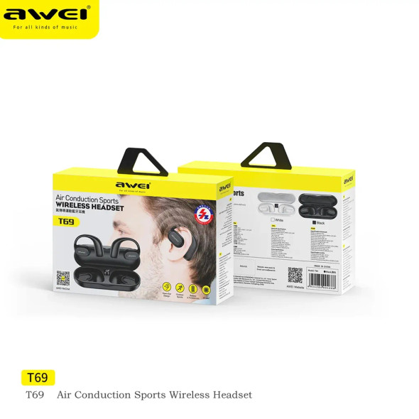 AWEI T69 sports headphones + Air Conduction dock black