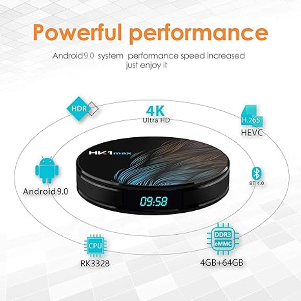 Android Box HK1 max RK3318 4GB Ram/32GB Rom Quad Core 64 bit Built in BT 4.1 Dual-WiFi 2.4GHz/5GHz Supporting 4K (60Hz) Full HD/3D/H.265,USB 3.0