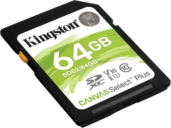 Kingston 64GB Canvas Select Plus SDXC Card | Up to 100MB/s | Class 10 UHS-I U1 V10 | SDS2/64GB
