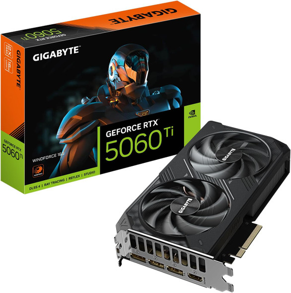 GIGABYTE GeForce RTX 5060 Ti WINDFORCE 16G Graphics Card, 16GB 128-bit GDDR7, PCIe 5.0, WINDFORCE Cooling System,  Video Card