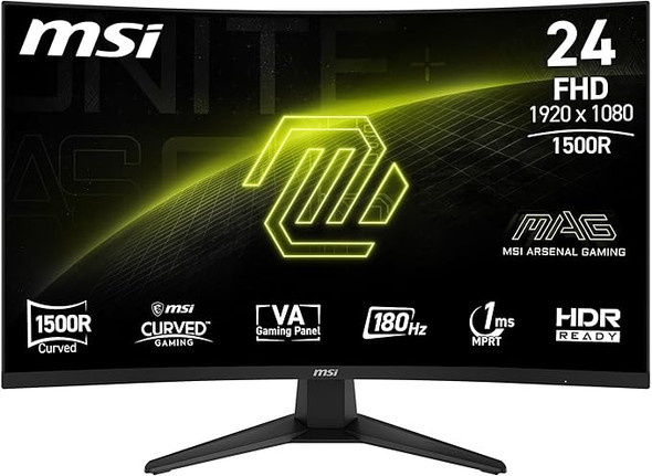 MSI MAG 244C 24 Inch FHD Curved Gaming Monitor - 1500R 1920 x 1080 VA Panel, 1ms, Adaptive Sync - DP 1.2a, HDMI 2.0b CEC