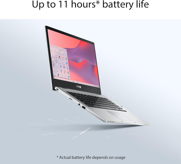 ASUS Chromebook Flip CX1 Convertible Laptop, 14" FHD NanoEdge 360-degree Touchscreen, Intel Celeron N4500 Processor, 128GB eMMC Storage, 8GB RAM, ChromeOS, Transparent Silver