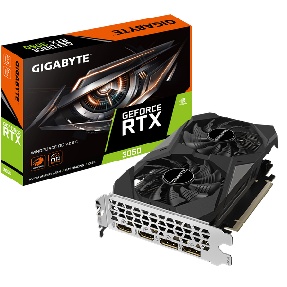 GIGABYTE GeForce RTX 3050  WINDFORCE OC V2 6G Graphics Card, 2X WINDFORCE Fans, 6GB GDDR6 96-bit GDDR6