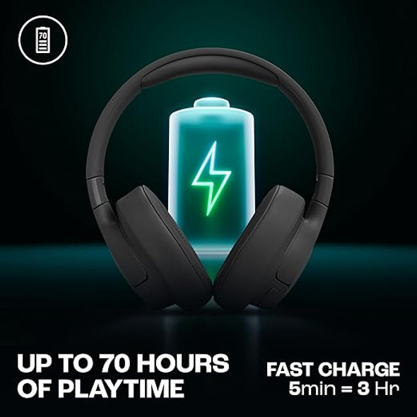 JBL Tune 770NC Wireless Over Ear ANC Headphones with Mic, Upto 70 Hrs Playtime, Speedcharge, Google Fast Pair, Dual Pairing, BT 5.3 LE Audio, Customize on Headphones App (Black)