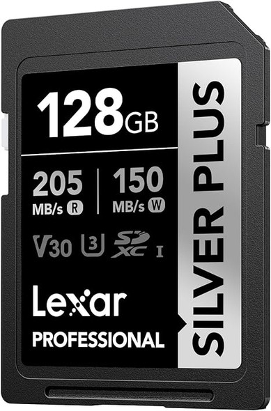 LSDSIPL128G-BNNN5 Lexar 128GB SDXC Silver Plus UHS-1 V30 Memory Card, 843367134137- 1250