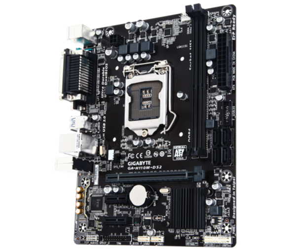 Gigabyte GA-H110M-DS2 Dual Channel DDR4, 2 DIMMs, Supports 7th / 6th Generation Intel® Core™ Processors