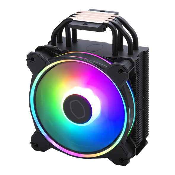Cooler Master Hyper 212 Halo Black CPU Air Cooler, MF120 Halo² Fan, Dual Loop ARGB, Aluminum Top Cover, 4 Copper Heat Pipes, 154mm (H) for AMD Ryzen AM5/AM4, Intel LGA1700/1200