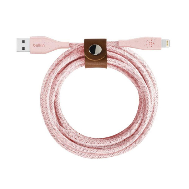 F8J236BT04-PNK  BELKIN DURATEK™ PLUS LIGHTNING TO USB-A CABLE WITH STRAP, 1M, PINK