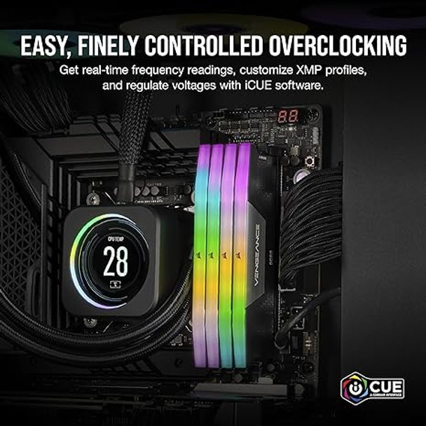 CORSAIR Vengeance RGB DDR5 RAM (1x16GB) 5600MHz CL40 Intel XMP iCUE Compatible Computer Memory - Black (CMH16GX5M1B5600C40)
