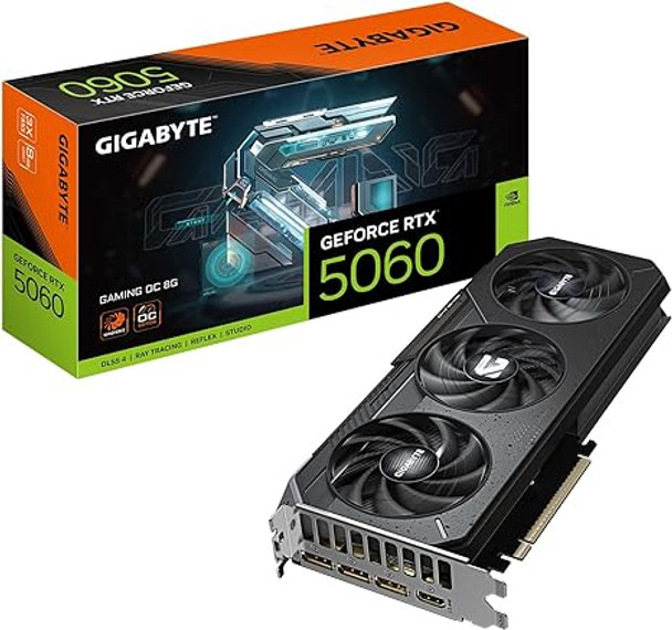 GIGABYTE GeForce RTX 5060 Gaming OC 8G Graphics Card, 8GB 128-bit GDDR7, PCIe 5.0, WINDFORCE Cooling System, GV-N5060GAMING OC-8GD Video Card