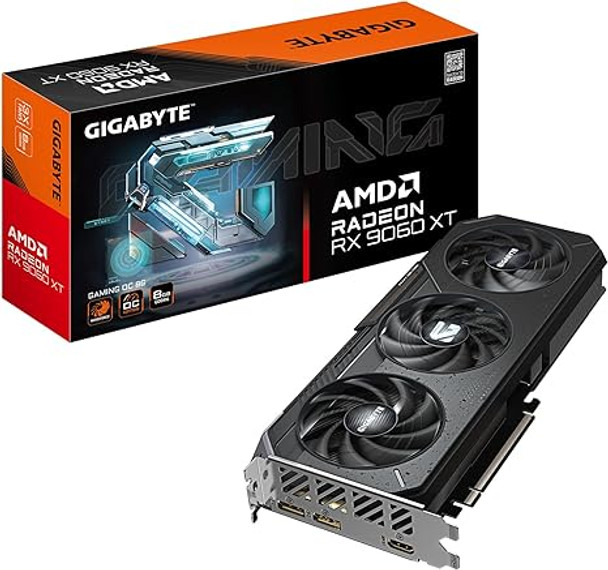 GIGABYTE Radeon RX 9060 XT Gaming OC 8G Graphics Card, PCIe 5.0, 8GB GDDR6, GV-R9060XTGAMING OC-8GD Video Card