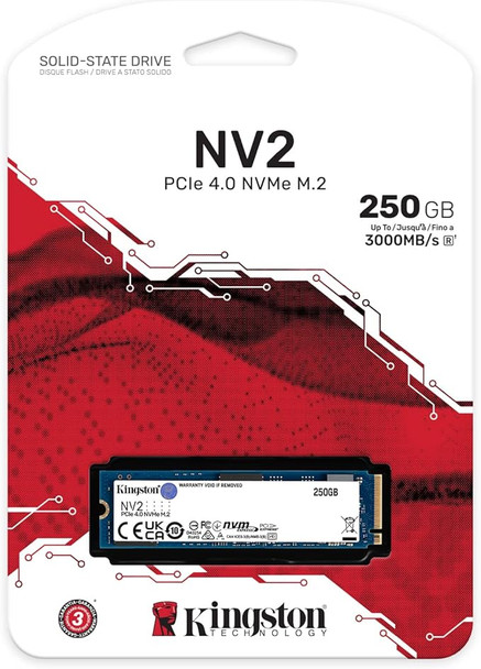 Kingston 250GB NV2 M.2 2280 PCIe 4.0 NVMe SSD up to 3000/1300MB/s 80TBW