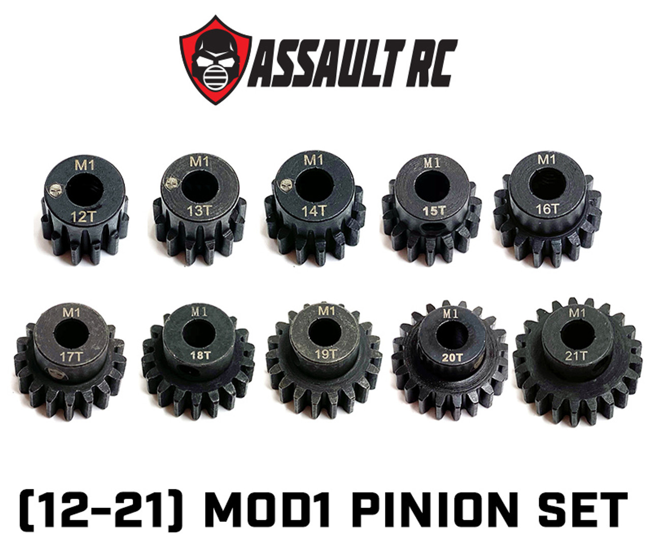 Assault RC Precision Steel Hardened Mod 1 Pinion Gear Set (12-21) (5mm Bore)