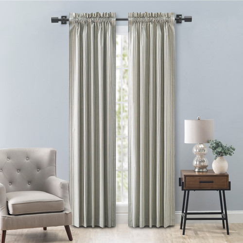 SPRINGFIELD STRIPE - PAIR OF TAILORED PANELS WITH TIEBACKS