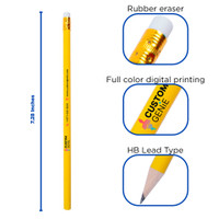 Wooden Pencils with Eraser Customizable with Full-Color Print