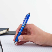 Contour Color Barrel Ballpoint Pen with Chrome Trim and Colored Soft Grip