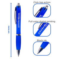 Contour Color Barrel Ballpoint Pen with Chrome Trim and Colored Soft Grip