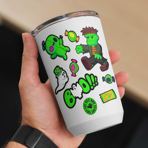 Halloween Fluorescent Green Assortment (26 Stickers)