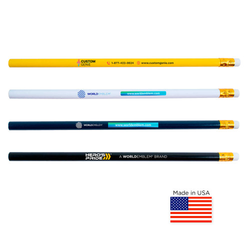 Wooden Pencils with Eraser Customizable with Full-Color Print