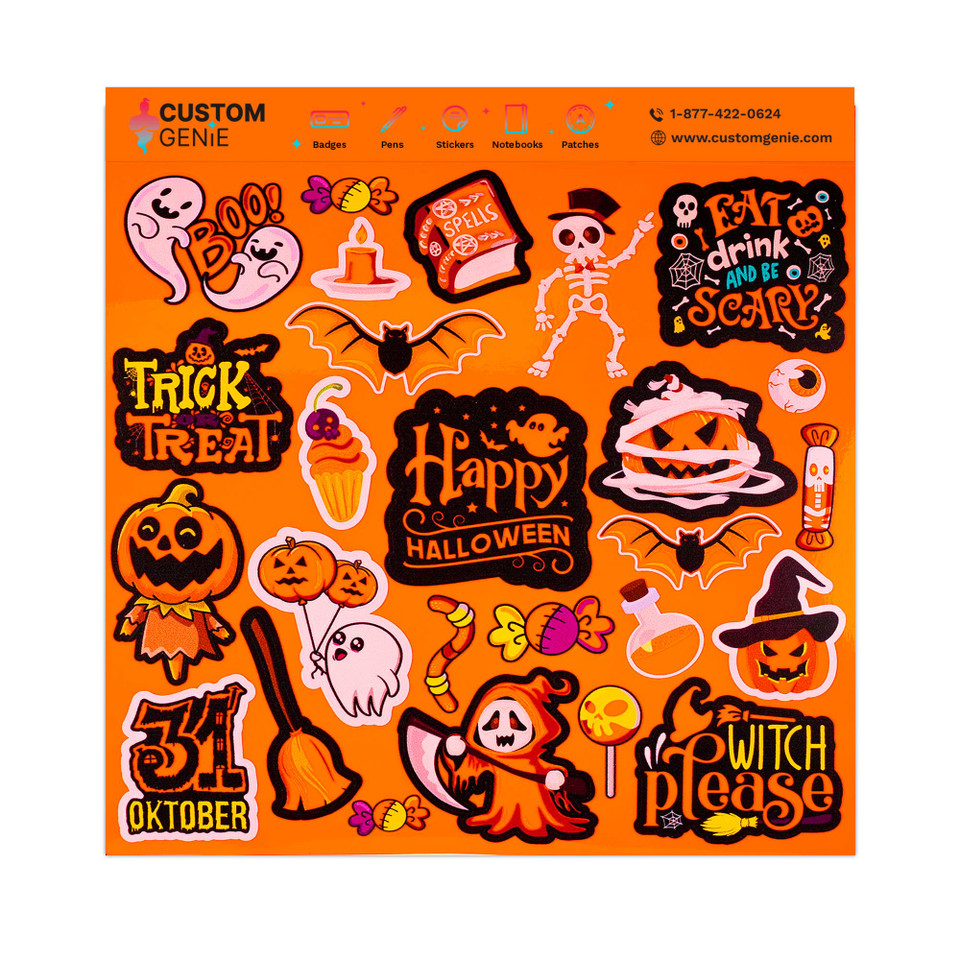 Halloween Fluorescent Orange Assortment (26 Stickers)
