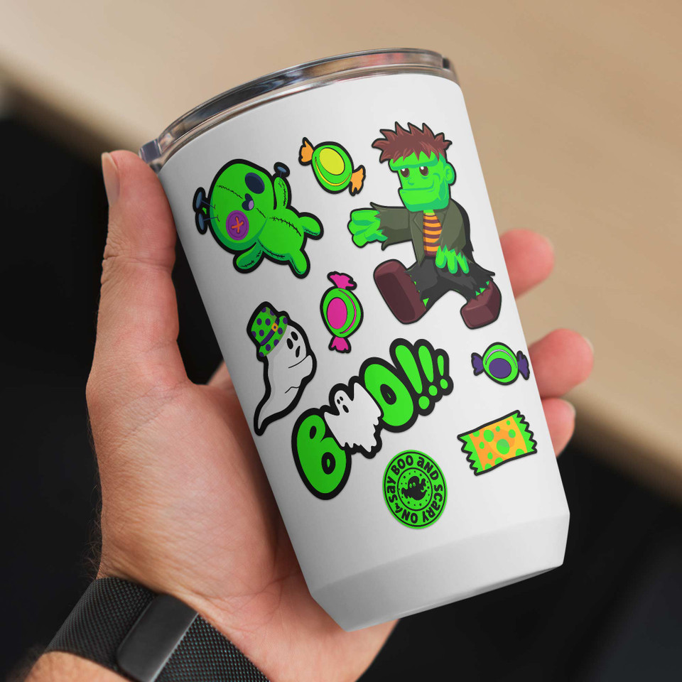 Halloween Fluorescent Green Assortment (26 Stickers)